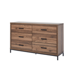 Groove Furniture Aubrey Chest of Drawers with 6 Drawers Bedroom Dresser, Walnut