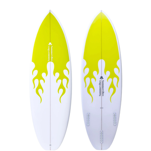 Summer vibes Grom Youth Shortboard Surfboard - Yellow Flame - YELLOW, 5'4" x 18 1/8" x 2 1/8" 23L