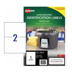 Avery Ultra Resistant Laser Label 10pk (2/sheet)