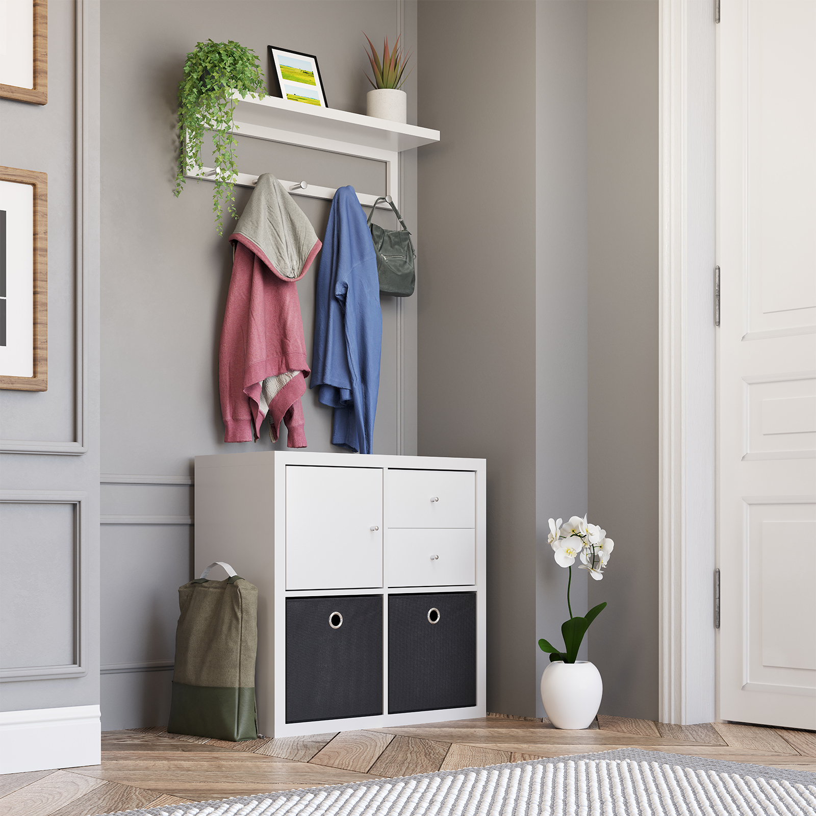 White shutter hooks wall shelf sale