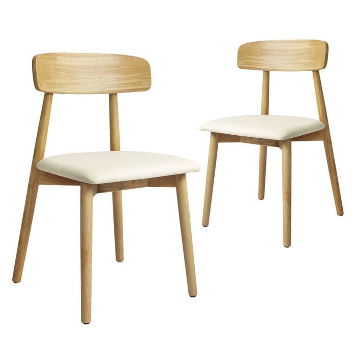 Levede 2x Rubberwood Dining Chairs with PU Leather Seat