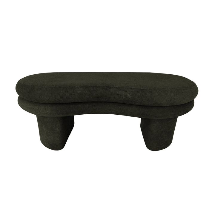 Maestro Furniture River Curved Moden Fabric Bench Seat Ottoman Green