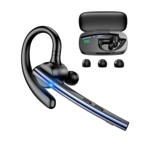 New Bee Bluetooth Headset V5.1 Bluetooth Earpiece Dual Mic with 500mAh Charging Case  Wireless Headsets