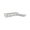 Foret 6 Seater Arm Sofa Modular Ottoman Velvet Tufted Lounge Couch Chaise Beige