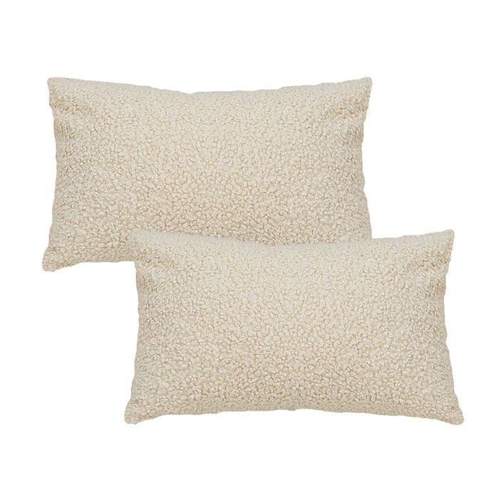 SOGA 2X 30cm Cream Boucle Textured Fluffy Decorative Throw Pillow