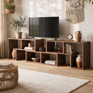 HOMFURN Modular TV Stand 3 Piece Entertainment Unit Adjustable Bookcase Shelf