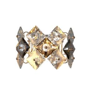 LumenSphere Garland 2-Light Wall Light - Gold Finish, Smoke and Clear Crystal, Iron Frame, G9 Base