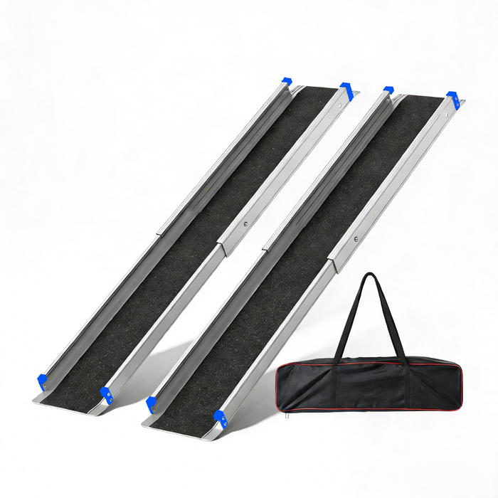 Altus Wheelchair Ramp 2 Pcs 5ft Portable Telescopic Aluminium Swl270 Kg - Black