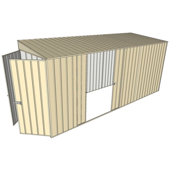 Build-a-Shed 1.5 x 4.5 x 2m Double Sliding Side Door Skillion Shed - Cream