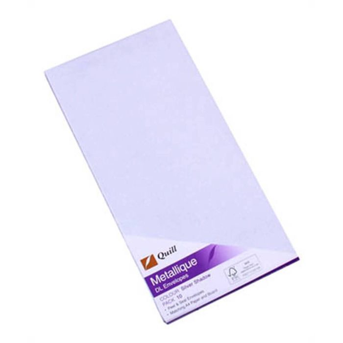 Quill Metallique Envelopes 10pk (DL) (Silver)