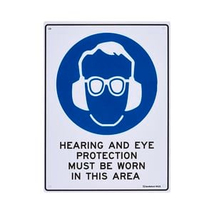 Sandleford 300 x 225mm Hearing and Eye Protection Must Be Worn Plastic Sign