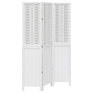vidaXL Room Divider Privacy Screen Partition 3 Panels White Paulownia