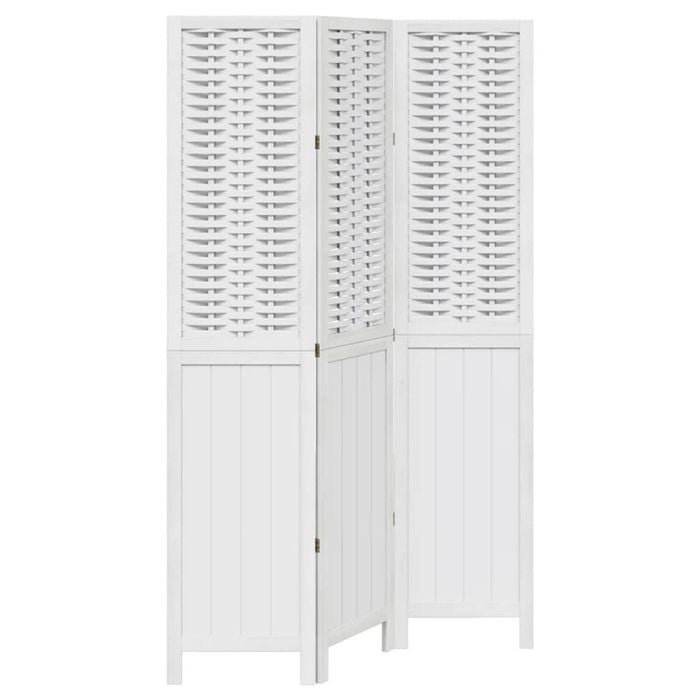 vidaXL Room Divider Privacy Screen Partition 3 Panels White Paulownia
