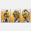 3 Set of Gold Girl Figure Print 100% Australian Made 3 x 60x90cm (Stretched Canvas)