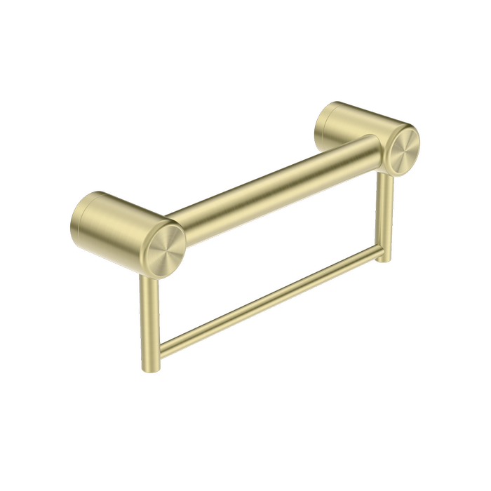 Nero Mecca Care 32mm Grab Rail With Towel Holder 300mm Brushed Gold