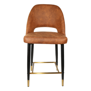 Durafurn 650mm High Tan Fabric Semifreddo Counter Stool with Black Metal Legs