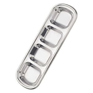 Anygleam Silver Stainless Steel 4 Grid Seasoning Sauce Dish Plates Dipping Kitchenware