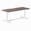 Desky Dual Jarrah Legno Scalloped Melamine Sit Stand Desk 180x75cm White Frame Leg