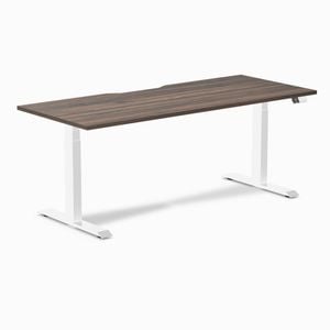 Desky Dual Jarrah Legno Scalloped Melamine Sit Stand Desk 180x75cm White Frame Leg