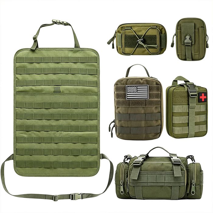 Catzon 6pcs Car Seat Storage Bag Tactical Anti Sag Panel Cars-green
