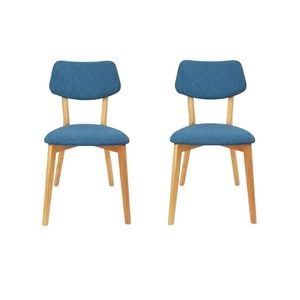 6IXTY Set Of 2 - Jelly Bean Scandinavian Fabric Wooden Dining Chair - Teal