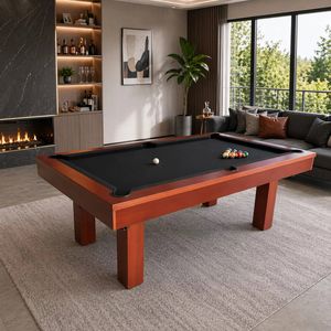 TOPONE Luxury 7FT Slate Pool Table & Dining Table-Walnut Frame - Black