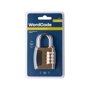 Wordcode 27mm Brass 4 Dial Resettable Padlock