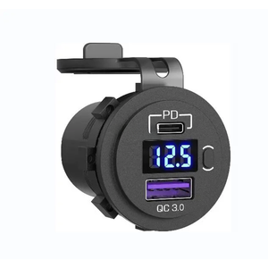 Exotronic Voltmeter, USB-C & USB QC3.0 Flush Mount Socket