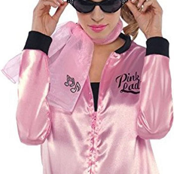 Grease Pink Ladies Party Costume Jacket Sandy Rizzo 50s Satin Shirt Halloween Officially Licensed