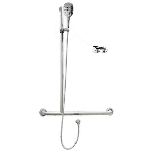 Johnson Suisse Stainless Steel Grab Rail Left Hand Shower Set