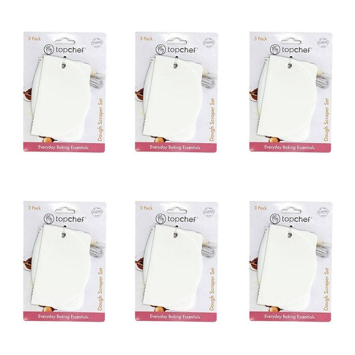 6x 3pc Topchef Dough Scraper/Cutter Baking Utensil Set White Assorted