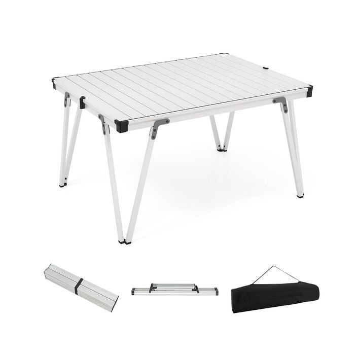 Costway Patio Aluminum Table Picnic Folding Table Outdoor Dining Set Silver