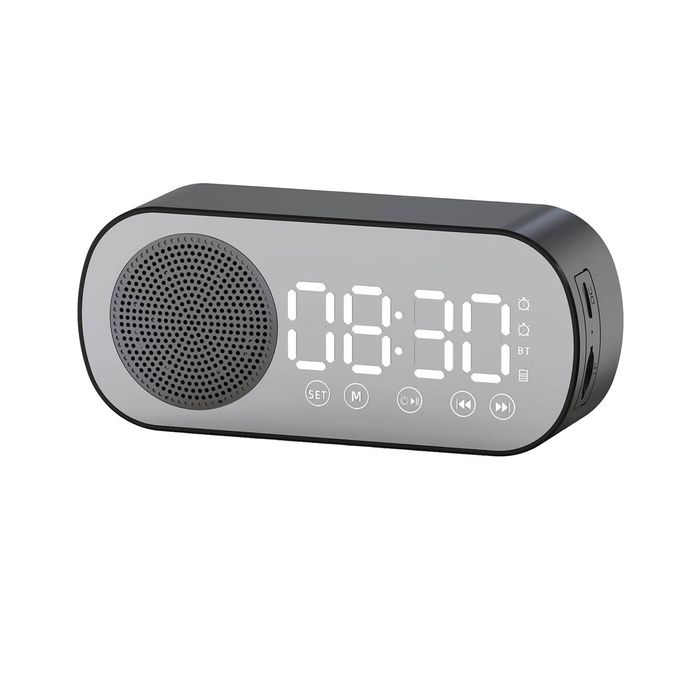 Wireless Bluetooth Speaker Alarm Clock Music Radio Player (Black)