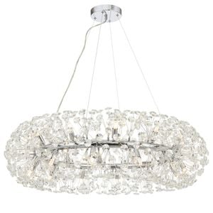 Telbix Lerida Modern Pendant Hanging Lamp Light Metal Crystal Chrome Clear Gloss