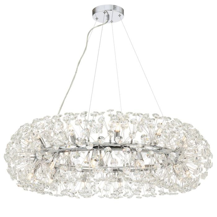 Telbix Lerida Modern Pendant Hanging Lamp Light Metal Crystal Chrome Clear Gloss