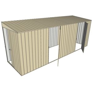 Build-a-Shed 1.5 x 5.2 x 2m Sliding Door Tunnel Shed with 2 Hinged Side Doors - Cream