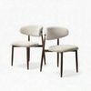 Milo 2pc Set Dining Chair Fabric Seat Beige Walnut