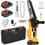 Advwin 6"+8" Mini Chainsaw, Electric Cordless Chain Saw with 2Pcs Batteries, Auto Oiler-System, Portable Handheld Saw Kit