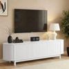 Homfurn 160cm Tv Unit – Fluted Push-to-open Cabinets, Soft-close, Cable Management, White
