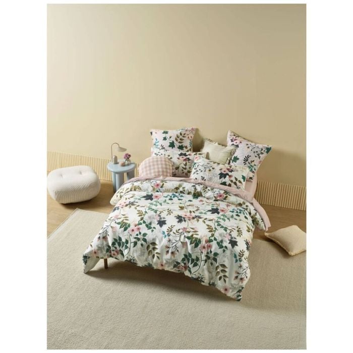 Linen House Kimi Classic Floral Cotton Sateen Quilt Cover Set Queen