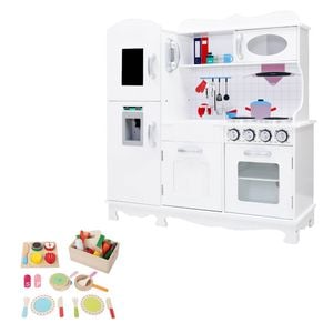Keezi Wooden Pretend Play Kitchen With Play Food - White