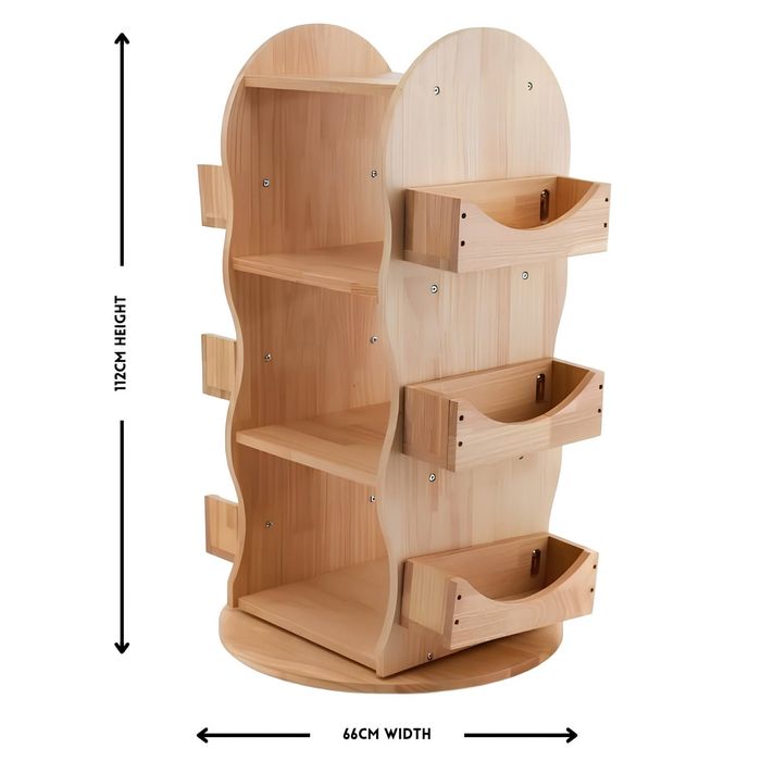 Rotating Bookshelf with 3 Shelves