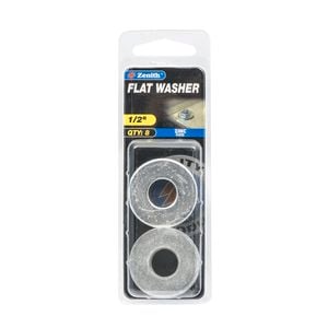 Zenith 1/2" Zinc Plated Flat Washers - 8 Pack