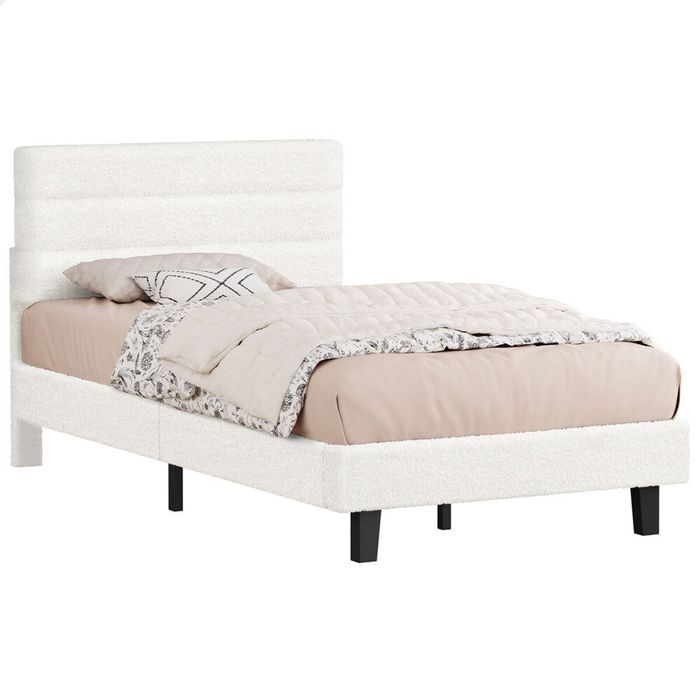 ALFORDSON Bed Frame King Single Boucle White Mattress Base