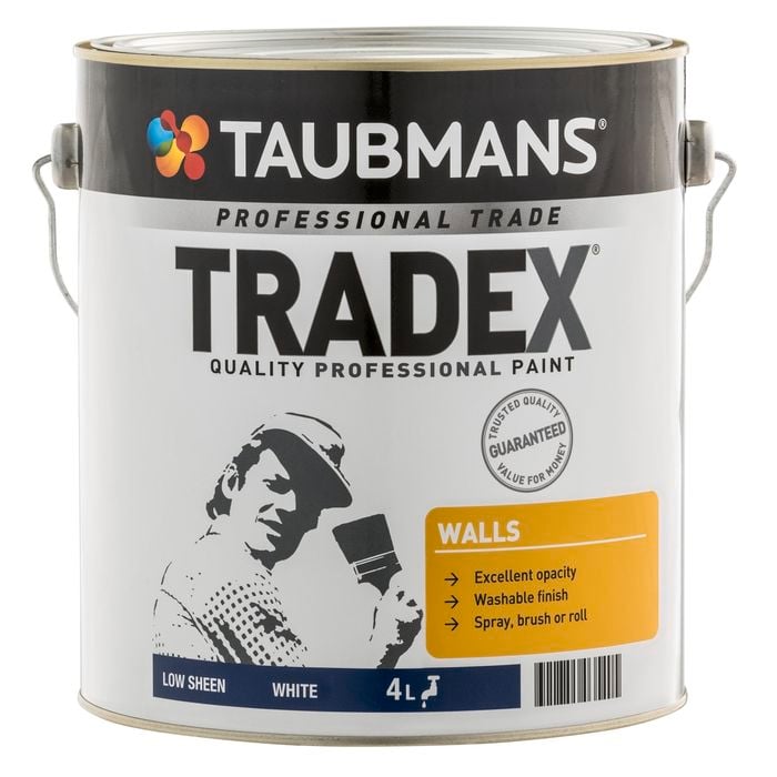 Taubmans  4L White Low Sheen Tradex Interior Wall Paint