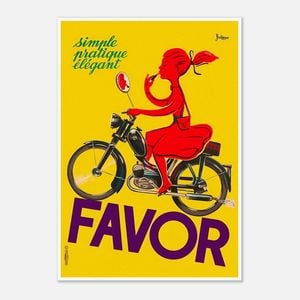 Galrie Charming Favor Lipstick Girl on Bicycle Vintage Poster for Home Décor Art Work, Poster Only, 50 x 70cm (20 x 28inch)