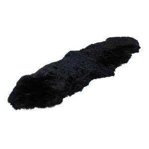 Naturally Sheepskins 180x55cm Black New Zealand Long Wool Sheepskin Rug - Double