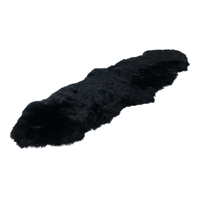 Naturally Sheepskins 180x55cm Black New Zealand Long Wool Sheepskin Rug - Double