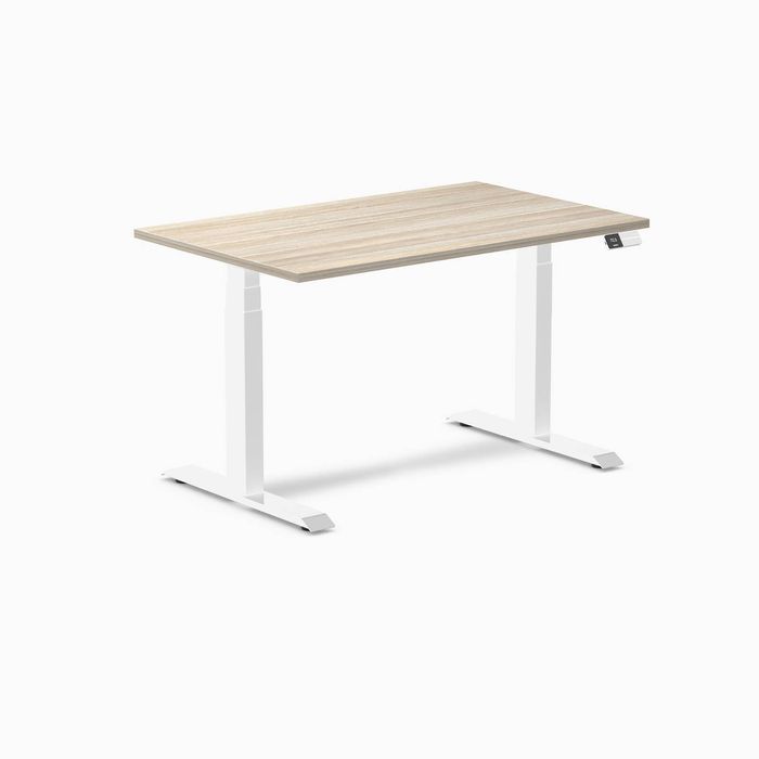 Desky Dual Melamine Sit Stand Desk White Frame 120cm