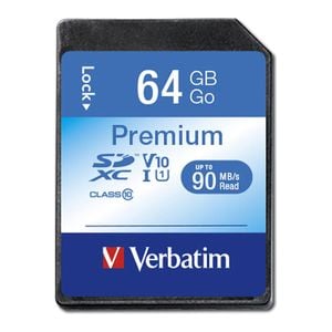 Verbatim VB-SDXC10-64G Premium 64 GB SDXC UHS-1 V10 U1 Class 10 Memory Card [44024]